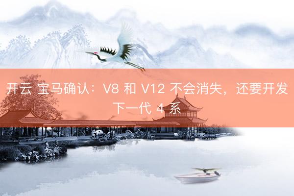 开云 宝马确认：V8 和 V12 不会消失，还要开发下一代 4 系