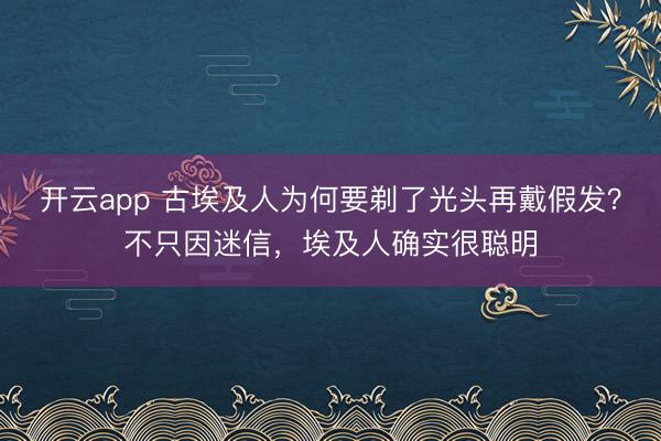 开云app 古埃及人为何要剃了光头再戴假发？不只因迷信，埃及人确实很聪明