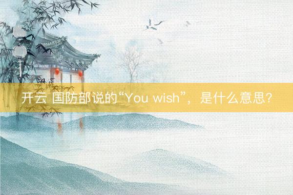 开云 国防部说的“You wish”，是什么意思？