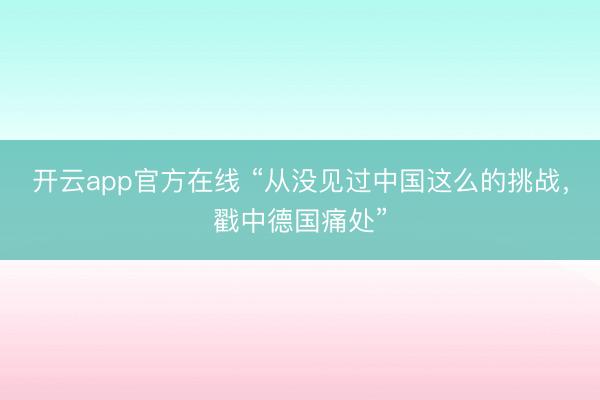 开云app官方在线 “从没见过中国这么的挑战，戳中德国痛处”