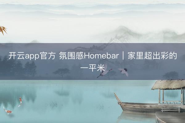 开云app官方 氛围感Homebar｜家里超出彩的一平米