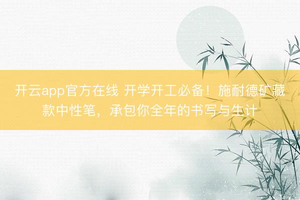 开云app官方在线 开学开工必备!施耐德矿藏款中性笔,承包你全年的书写与生计