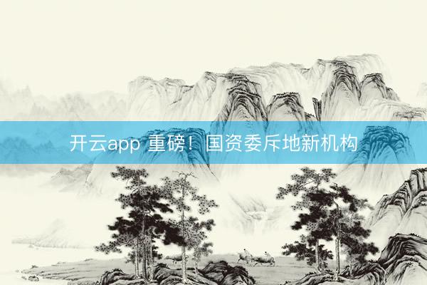 开云app 重磅！国资委斥地新机构