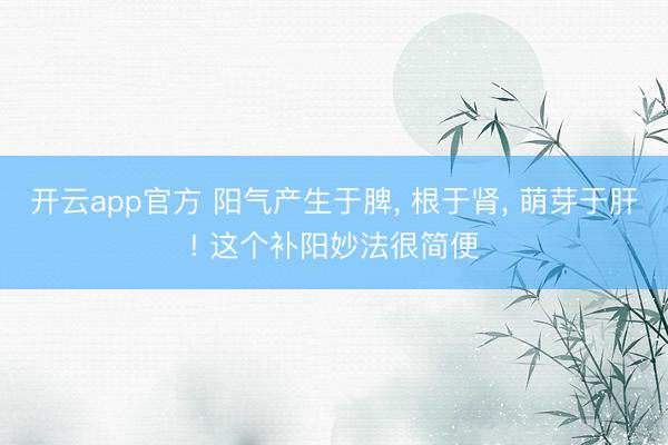开云app官方 阳气产生于脾， 根于肾， 萌芽于肝! 这个补阳妙法很简便