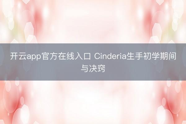 开云app官方在线入口 Cinderia生手初学期间与决窍