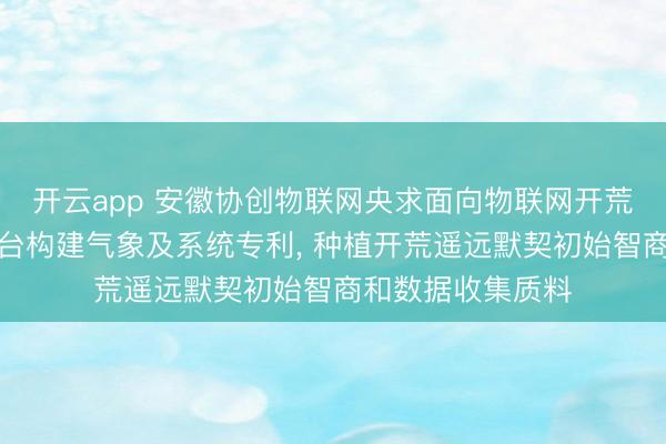 开云app 安徽协创物联网央求面向物联网开荒的云协同奇迹平台构建气象及系统专利， 种植开荒遥远默契初始智商和数据收集质料
