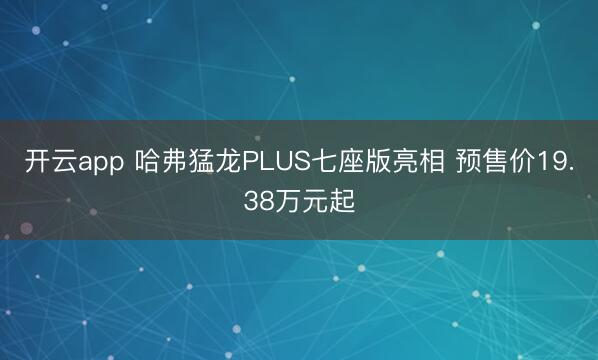 开云app 哈弗猛龙PLUS七座版亮相 预售价19.38万元起