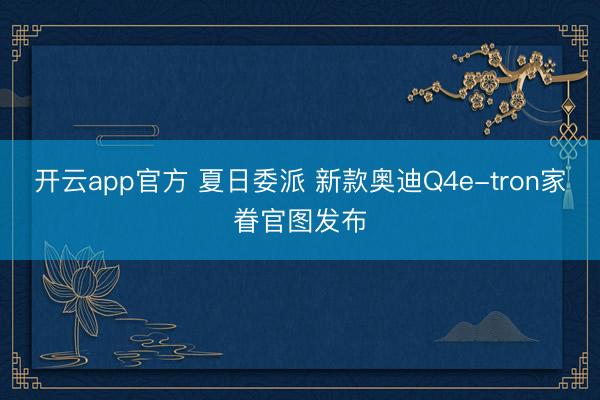 开云app官方 夏日委派 新款奥迪Q4e-tron家眷官图发布